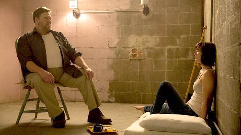 10 cloverfield lane, a trapped movie, starring john goodman and mary elizabeth winstead