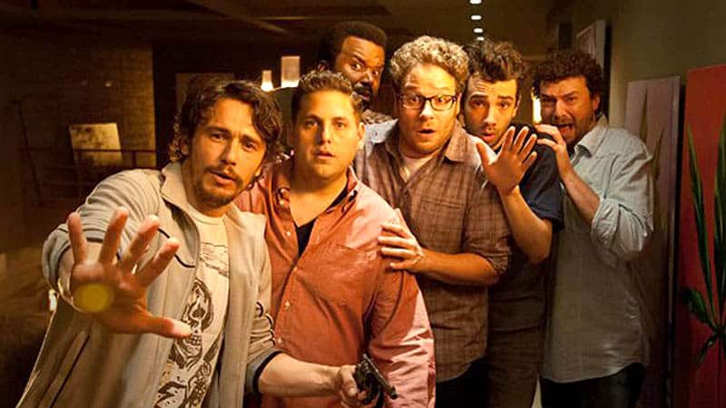 this is the end, a trapped movie, starring james franco, jonah hill, craig robinson, seth rogen, jay baruchel, and danny mcbride