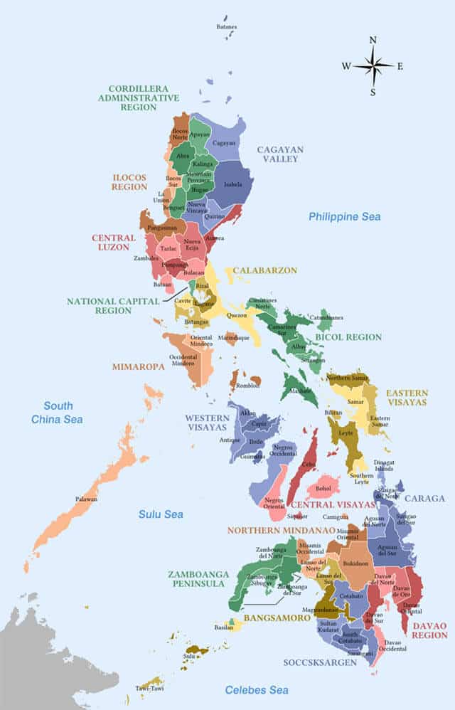 map of Philippines with regions and provinces