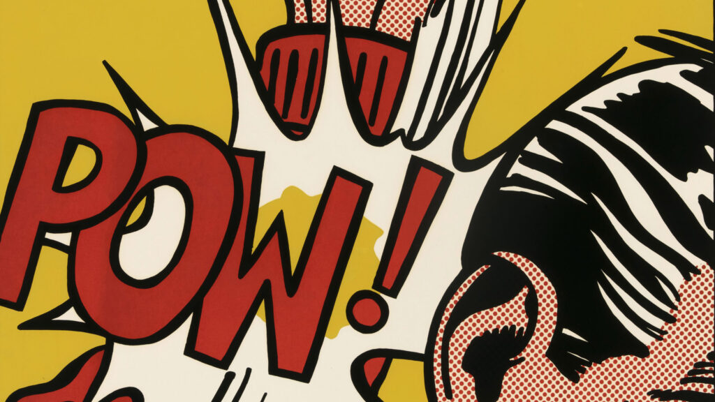 Roy Lichtenstein's work draws inspiration from comic book imagery.