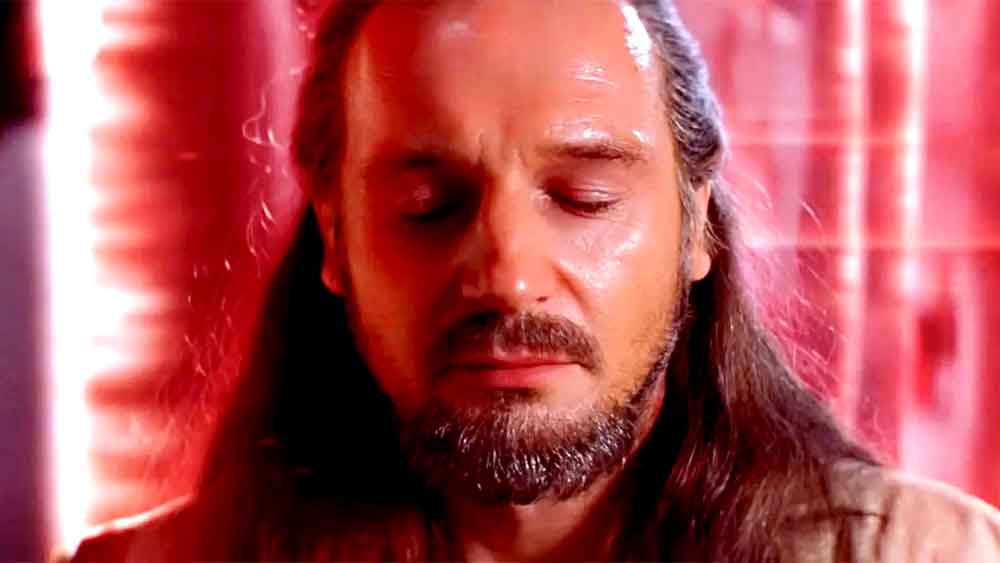 qui-gon jin meditates before his death in the phantom menace