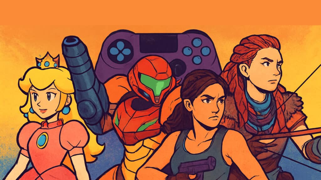 Evolution of female video game characters from Princess Peach to Aloy and Ellie